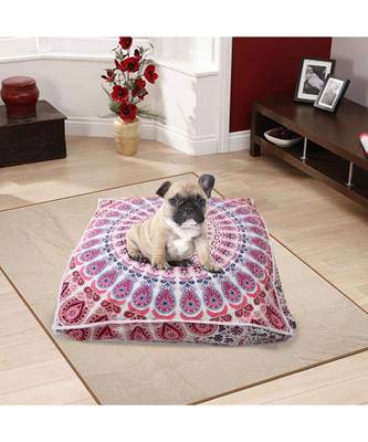 Indian Large Mandala Dog Bed Cotton Pet Cushion Ethnic Meditation Dog Pillow Bed (Cover Only) 1