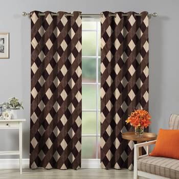 Fabzi Brown Printed Polyester Window Curtains Set Of 2 Pieces (Width 4 Ft X Length 5 Feet) 1