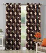 Fabzi Brown Printed Polyester Window Curtains Set Of 2 Pieces (Width 4 Ft X Length 5 Feet)