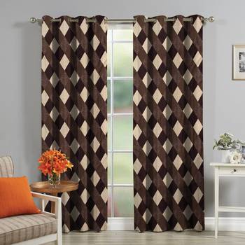 Fabzi Brown Printed Polyester Window Curtains Set Of 2 Pieces (Width 4 Ft X Length 5 Feet) 2