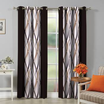 Fabzi Brown Printed Polyester Window Curtains Set Of 2 Pieces (Width 4 Ft X Length 5 Feet) 1