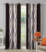 Fabzi Brown Printed Polyester Window Curtains Set Of 2 Pieces (Width 4 Ft X Length 5 Feet)