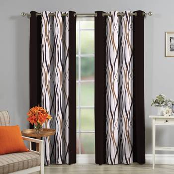Fabzi Brown Printed Polyester Window Curtains Set Of 2 Pieces (Width 4 Ft X Length 5 Feet) 2