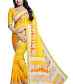 Yellow printed georgette saree with blouse