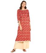 multicolor Rayon Digital Printed Long Anarkali Kurta With Solid Beige Rayon Palazzo Set.