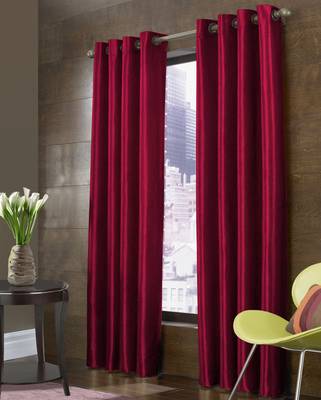 Fabzi Maroon Printed Polyester  Window Curtains Set Of 2 Pieces (Width 4 Ft X Length 5 Feet) 1