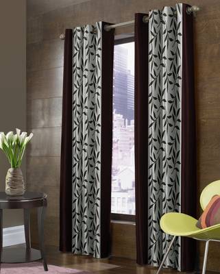 Fabzi Brown Printed Polyester Window Curtains Set Of 2 Pieces (Width 4 Ft X Length 5 Feet) 1