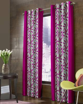 Fabzi Pink Printed Polyester  Window Curtains Set Of 2 Pieces (Width 4 Ft X Length 5 Feet) 1