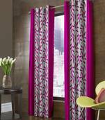 Fabzi Pink Printed Polyester  Window Curtains Set Of 2 Pieces (Width 4 Ft X Length 5 Feet)