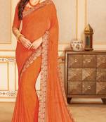 brown printed georgette all seasons sarees with blouse