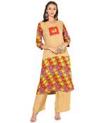 multicolor Rayon Digital Prints Long Anarkali Kurta With multicolor Rayon Palazzo Set.
