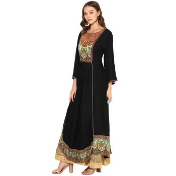 Black Rayon Digital Prints Long  Anarkali Kurti 3