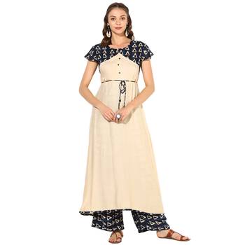 Multi Rayon Digital Prints Long  Anarkali Kurti 1