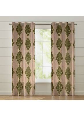 Fabzi Set of 2 Window Semi-Transparent Eyelet Polyester Curtains Green 1
