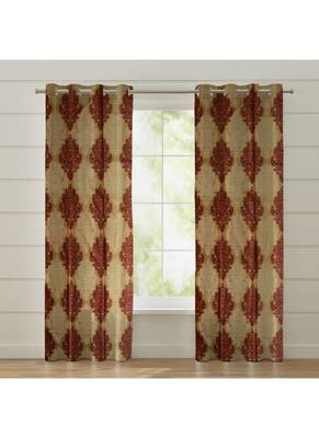 Fabzi Set of 2 Window Semi-Transparent Eyelet Polyester Curtains Maroon 1