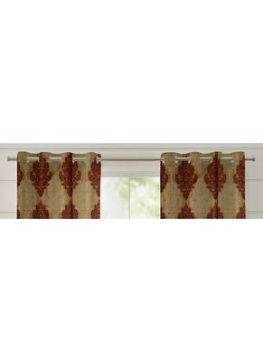 Fabzi Set of 2 Window Semi-Transparent Eyelet Polyester Curtains Maroon 2
