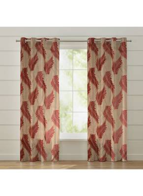 Fabzi Set of 2 Window Semi-Transparent Eyelet Polyester Curtains Maroon 1