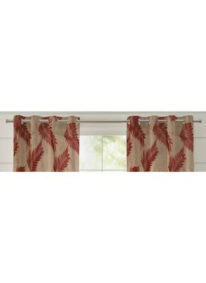 Fabzi Set of 2 Window Semi-Transparent Eyelet Polyester Curtains Maroon 2