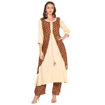 Multi Rayon Digital Prints Long  Anarkali Kurti 1