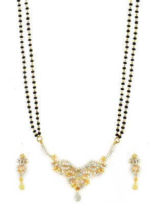 Clear CZ AD American Diamond Mangal Sutra Jewellery for Women - Orniza 1