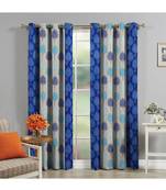 Fabzi Blue Printed Polyester  Window Curtains Set Of 2 Pieces (Width 4 Ft X Length 5 Feet)