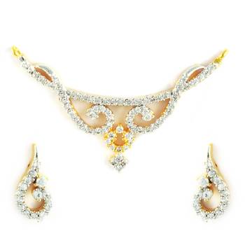 Clear CZ AD American Diamond Mangal Sutra Jewellery for Women - Orniza 2