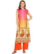 Multi Rayon Digital Prints Long  Straight Kurti