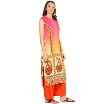 Multi Rayon Digital Prints Long  Straight Kurti 2