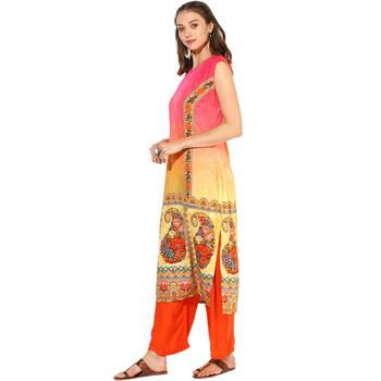 Multi Rayon Digital Prints Long  Straight Kurti 3