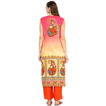 Multi Rayon Digital Prints Long  Straight Kurti 4
