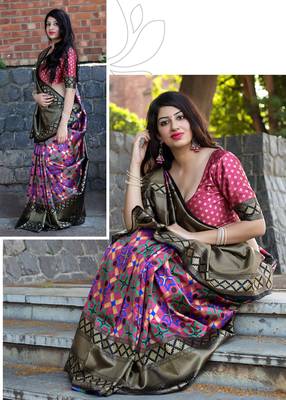 Multicolor woven patola saree with blouse 2