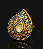 Multicolor kundan meena rings