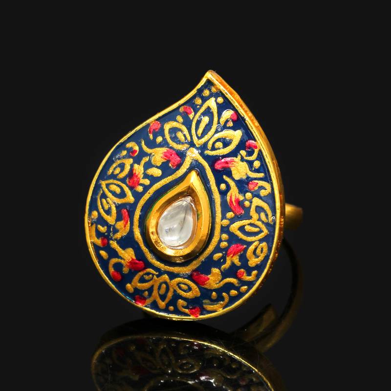 Multicolor kundan meena rings