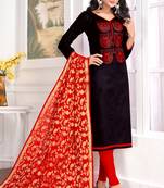 Black embroidered cotton salwar with dupatta