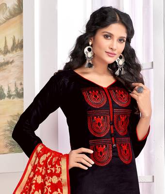 Black embroidered cotton salwar with dupatta 2