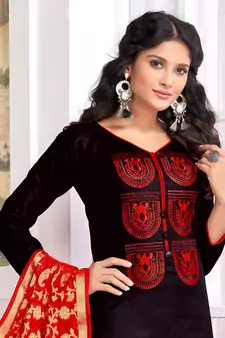 Black embroidered cotton salwar with dupatta