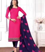 Pink embroidered cotton salwar with dupatta