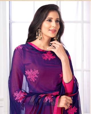 Pink embroidered cotton salwar with dupatta 2