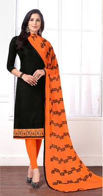 Black embroidered cotton salwar with dupatta 1