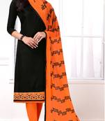 Black embroidered cotton salwar with dupatta