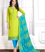 Light-green embroidered cotton salwar with dupatta