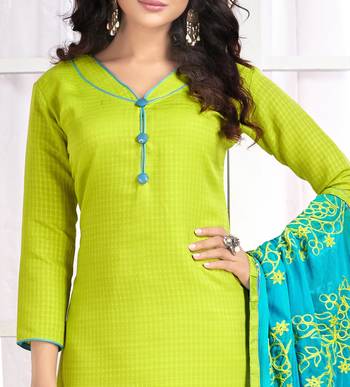 Light-green embroidered cotton salwar with dupatta 2