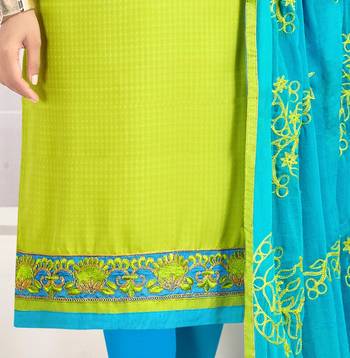 Light-green embroidered cotton salwar with dupatta 3