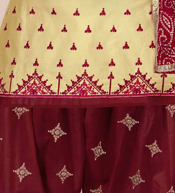 Beige embroidered pure cotton salwar with dupatta 3
