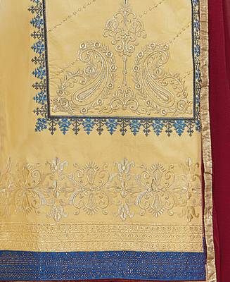 Beige embroidered cotton salwar with dupatta 3