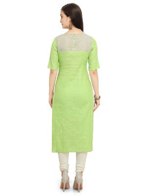 Light-green plain Khadi cotton kurtis 4