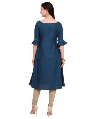 Dark-blue embroidered rayon kurtis 3