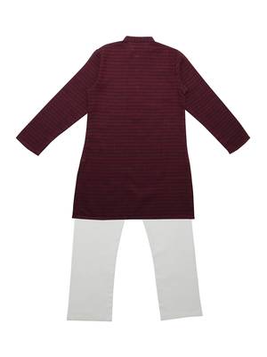 Maroon Ethnic Wear Kids Cotton Kurta Pyjama Set For Boys 2
