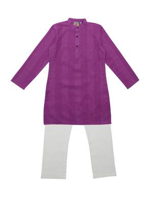 Pink Ethnic Wear Kids Cotton Kurta Pyjama Set For Boys 1