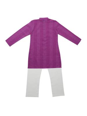 Pink Ethnic Wear Kids Cotton Kurta Pyjama Set For Boys 2